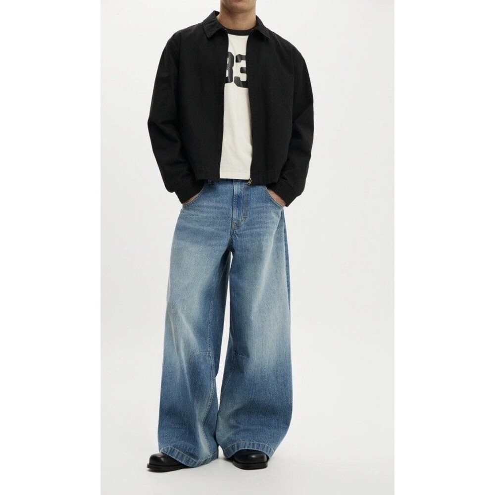 NWT “Cotton On “Mens 28 Y2K Super Baggy Jeans Drive Blue Wide Leg Skater 90s